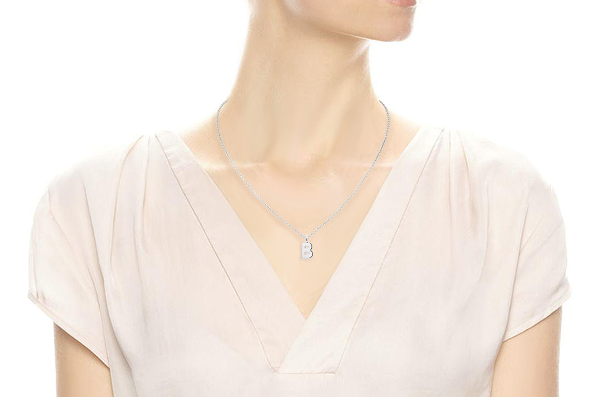 Gargantilla con Dije letra "B" en Plata .925 (M35632)