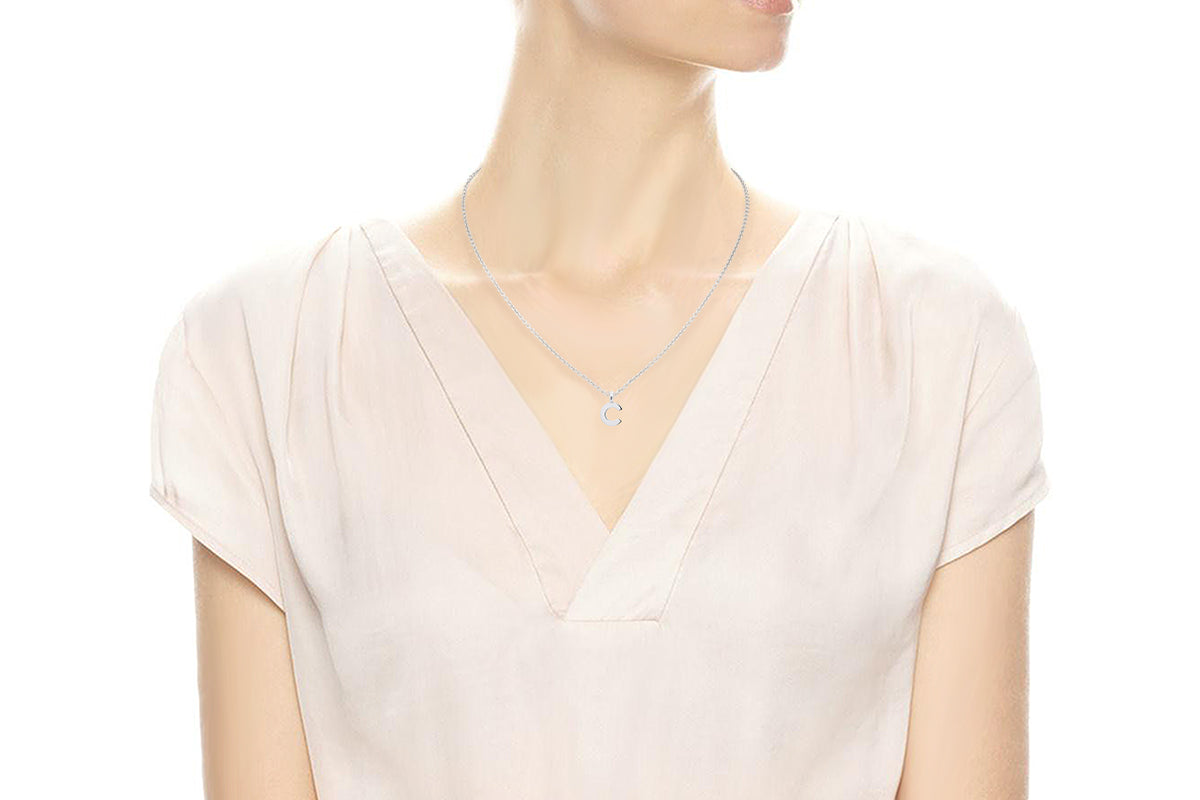 Gargantilla con Dije letra "C" en Plata .925 (M35633)