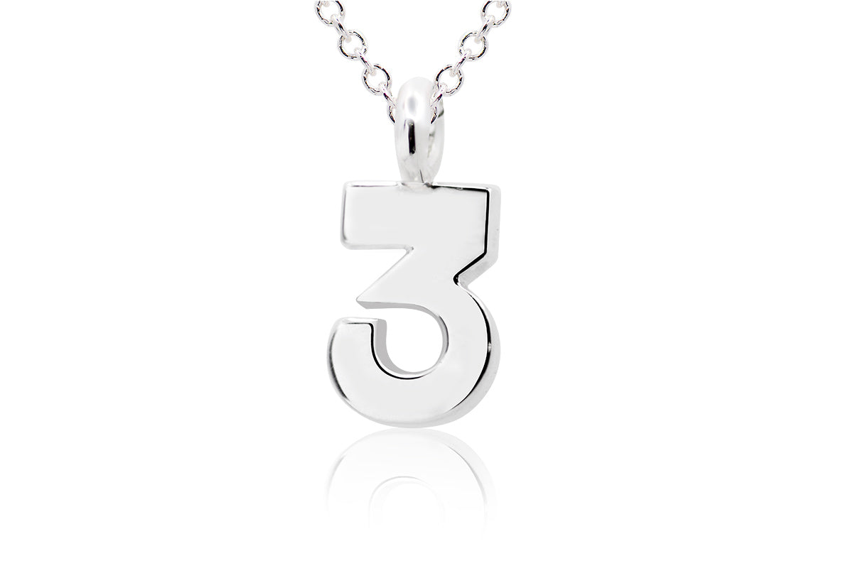 Gargantilla con Dije número "3" en Plata .925 (M35650)
