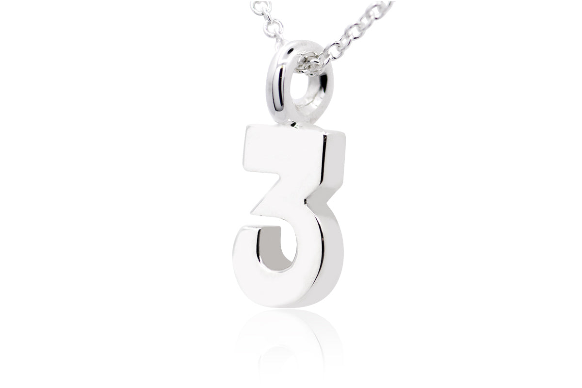 Gargantilla con Dije número "3" en Plata .925 (M35650)