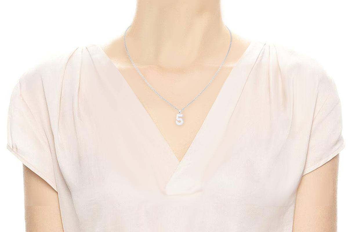 Gargantilla con Dije número "5" en Plata .925 (M35652)