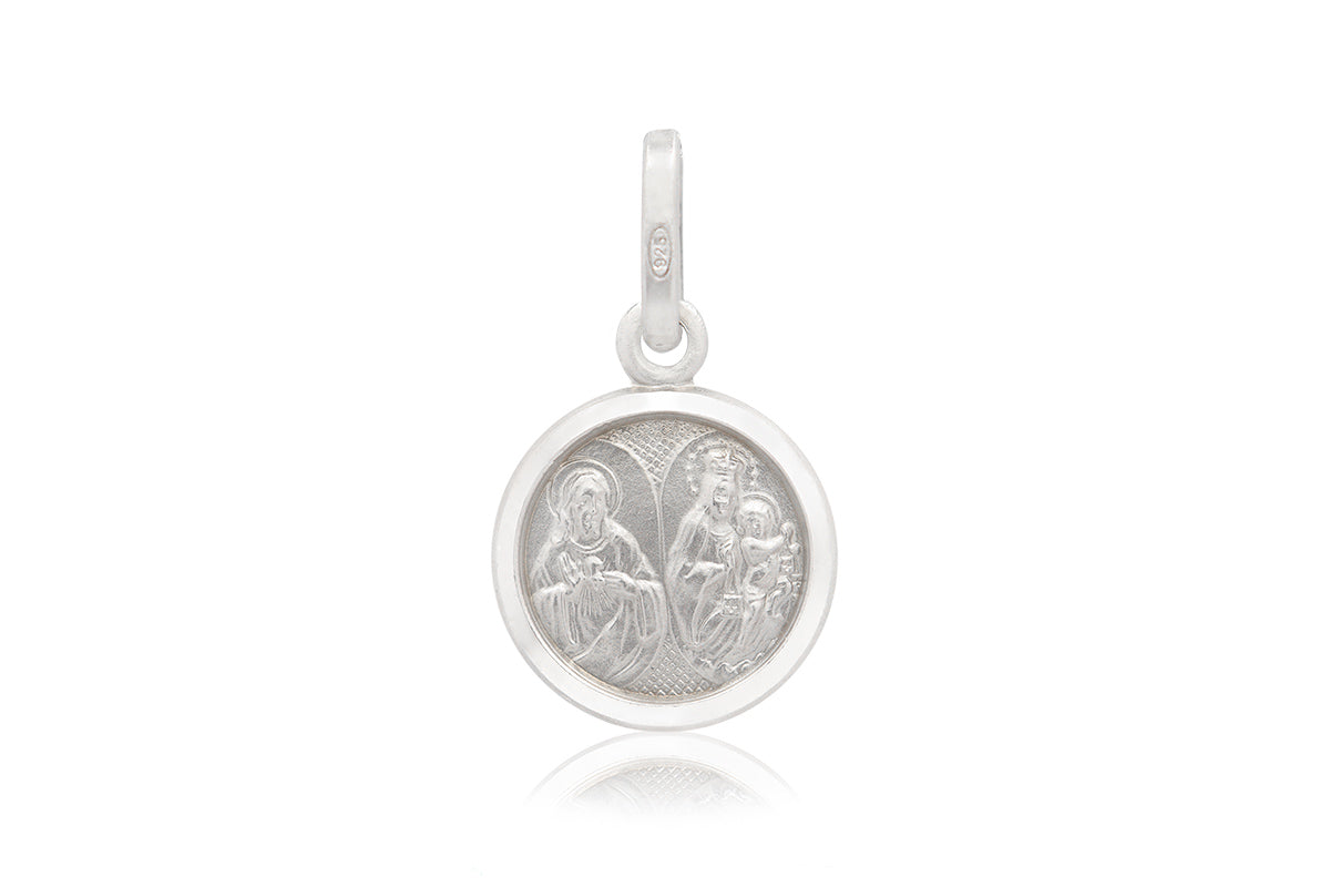 Medalla "SAGRADO CORAZÓN Y VIRGEN DEL CARMEN" plata .925 11mm (26066)