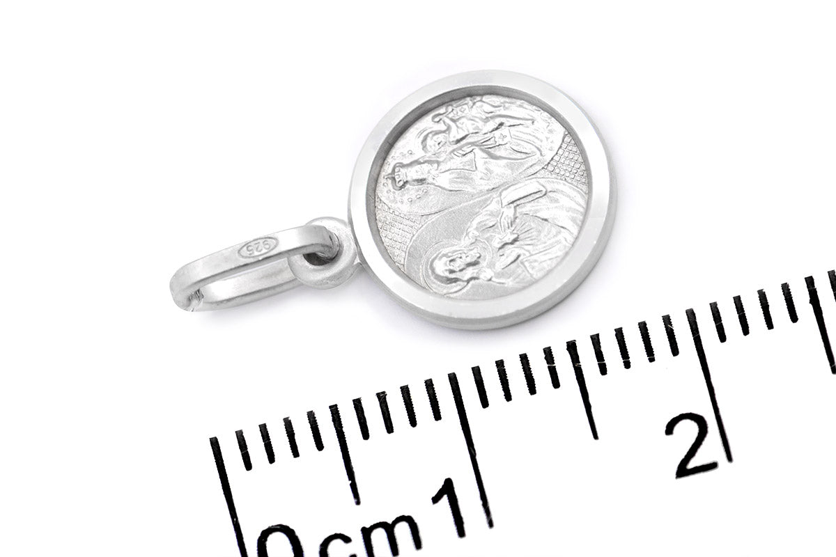 Medalla "SAGRADO CORAZÓN Y VIRGEN DEL CARMEN" plata .925 11mm (26066)