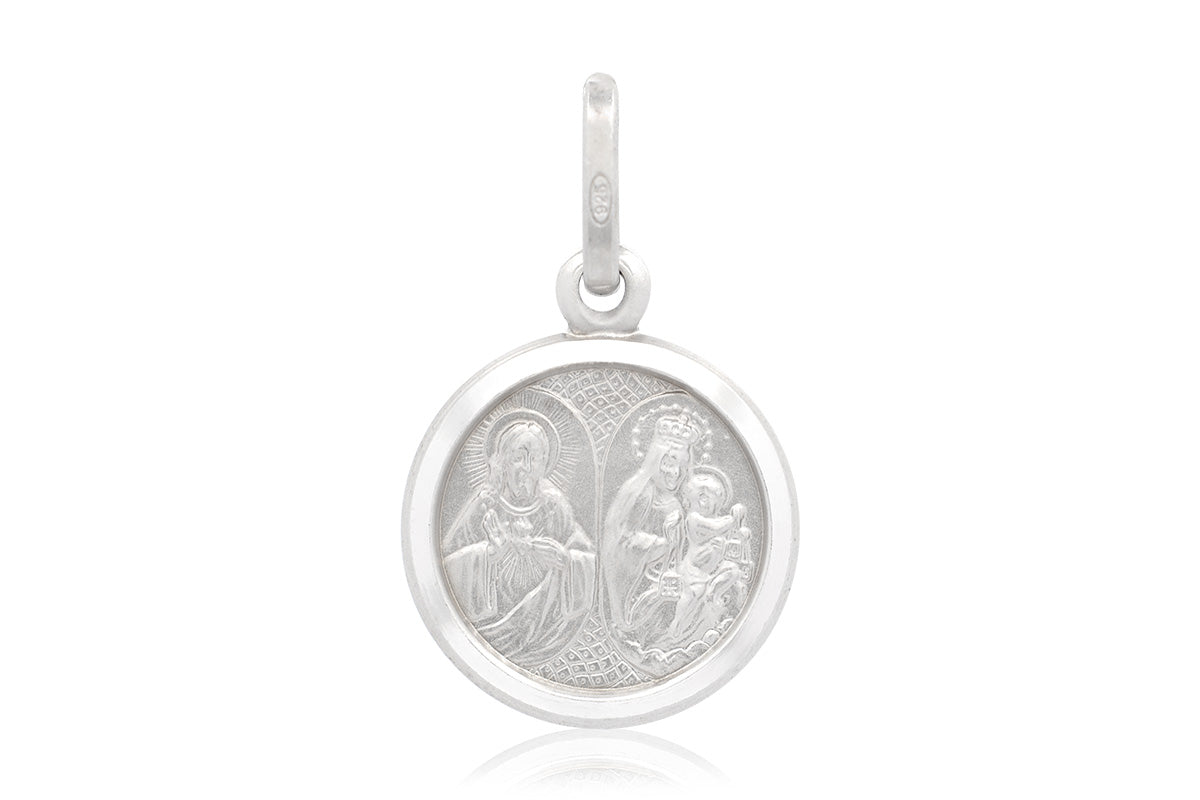 Medalla "SAGRADO CORAZÓN Y VIRGEN DEL CARMEN" plata .925 13mm (26067)