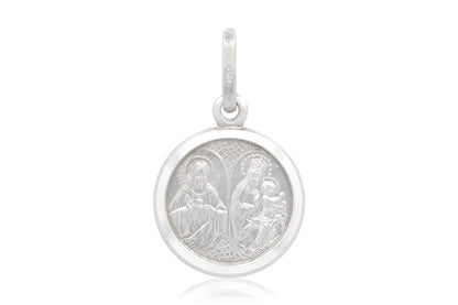 Medalla "SAGRADO CORAZÓN Y VIRGEN DEL CARMEN" plata .925 13mm (26067)