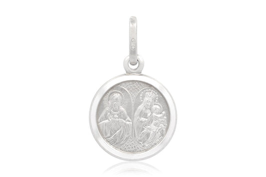 Medalla "SAGRADO CORAZÓN Y VIRGEN DEL CARMEN" plata .925 13mm (26067)