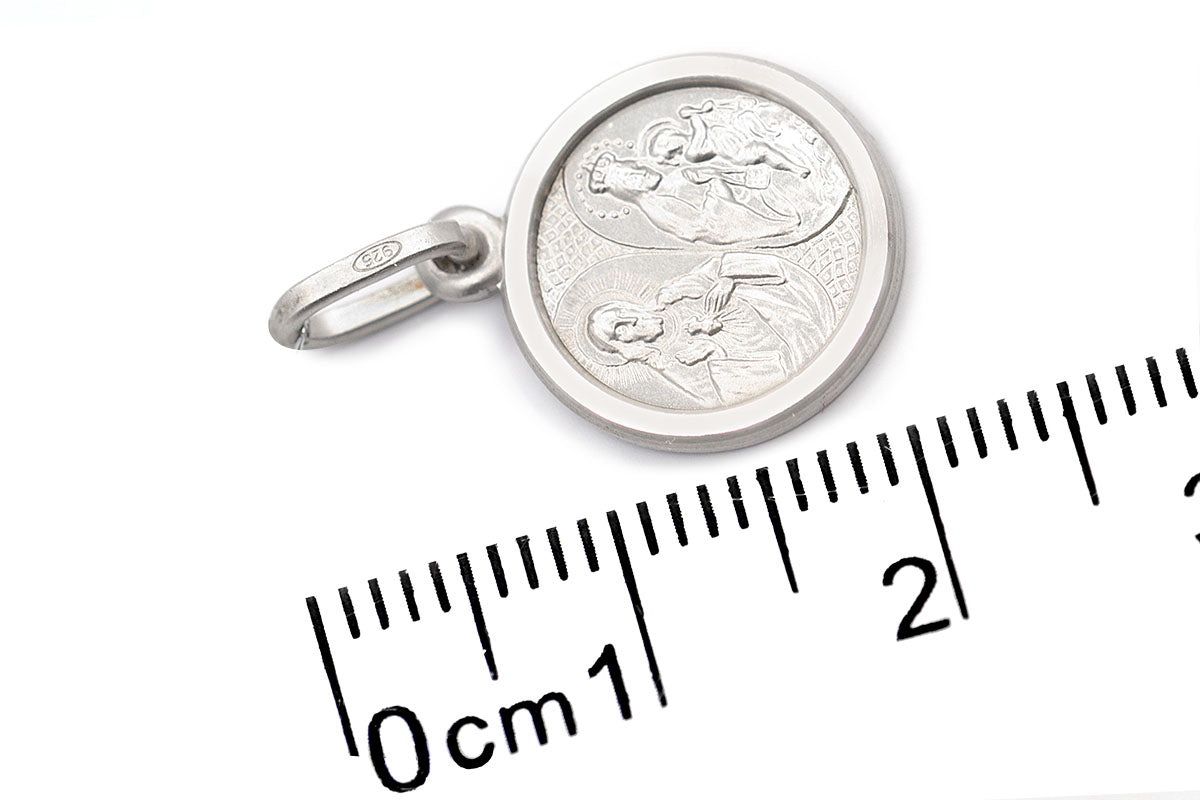 Medalla "SAGRADO CORAZÓN Y VIRGEN DEL CARMEN" plata .925 13mm (26067)