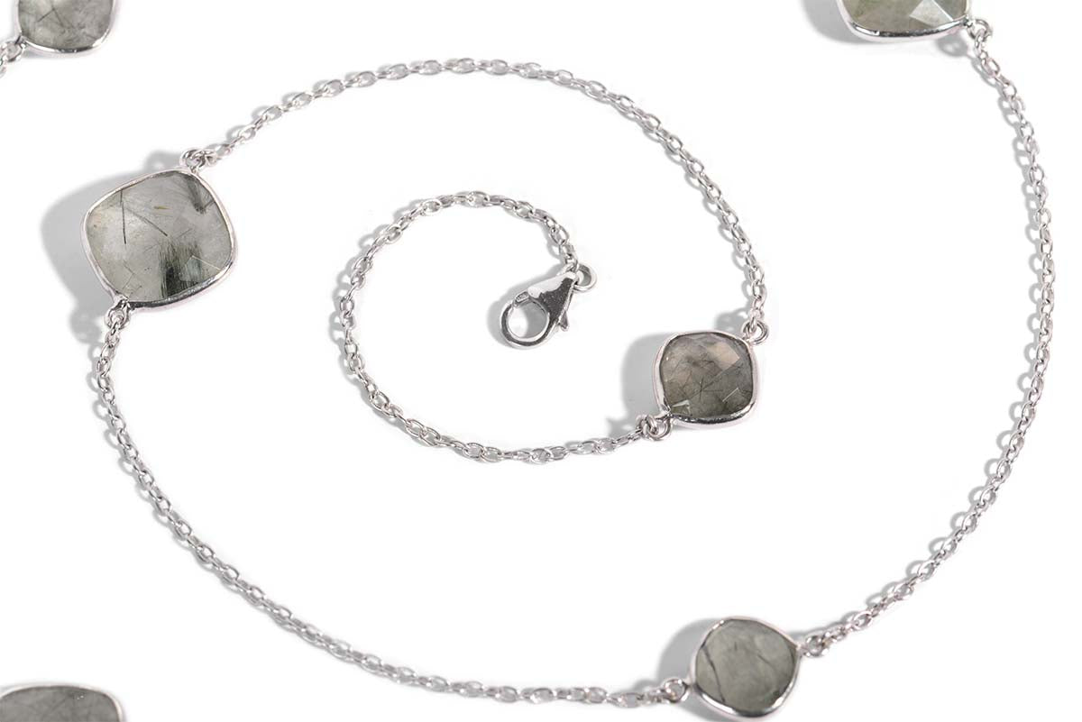 Gargantilla "DOTS" en plata .925 con cuarzo y amatista (33815)