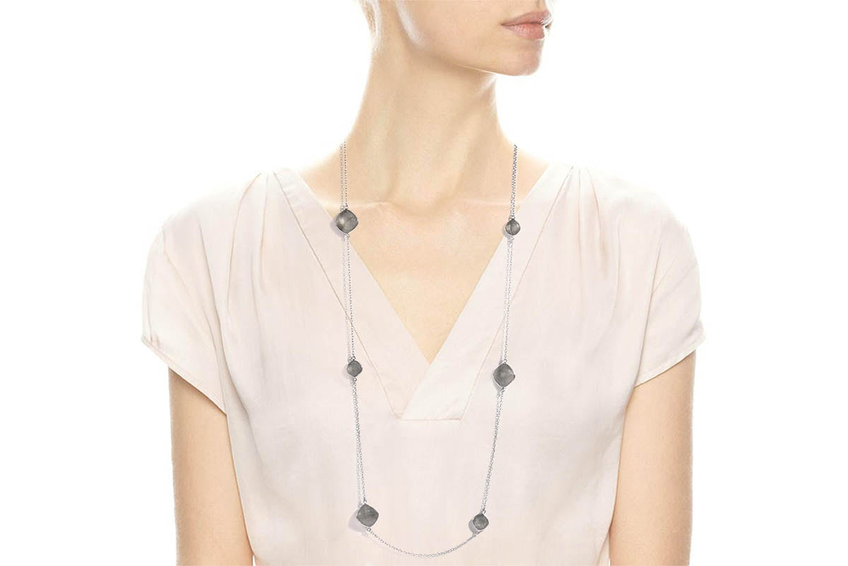 Gargantilla "DOTS" en plata .925 con cuarzo y amatista (33815)