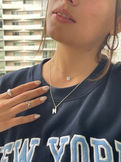 Gargantilla con Dije letra "M" en Plata .925 (M35639)