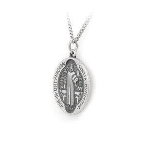 Medalla San Benito 18mm en plata .925 con cadena (M38514)