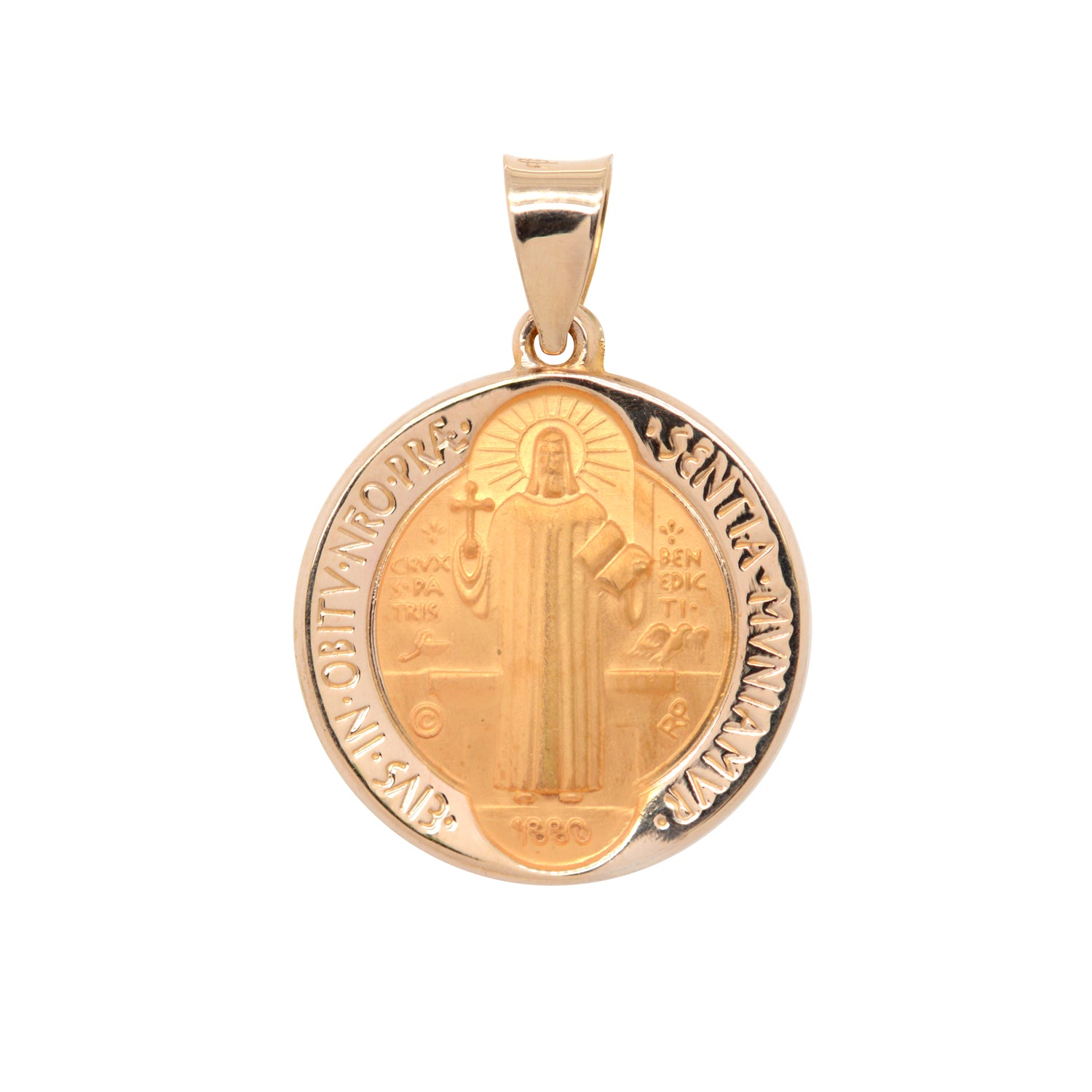 Medalla San Benito 18mm en oro amarillo 14k (M38516)