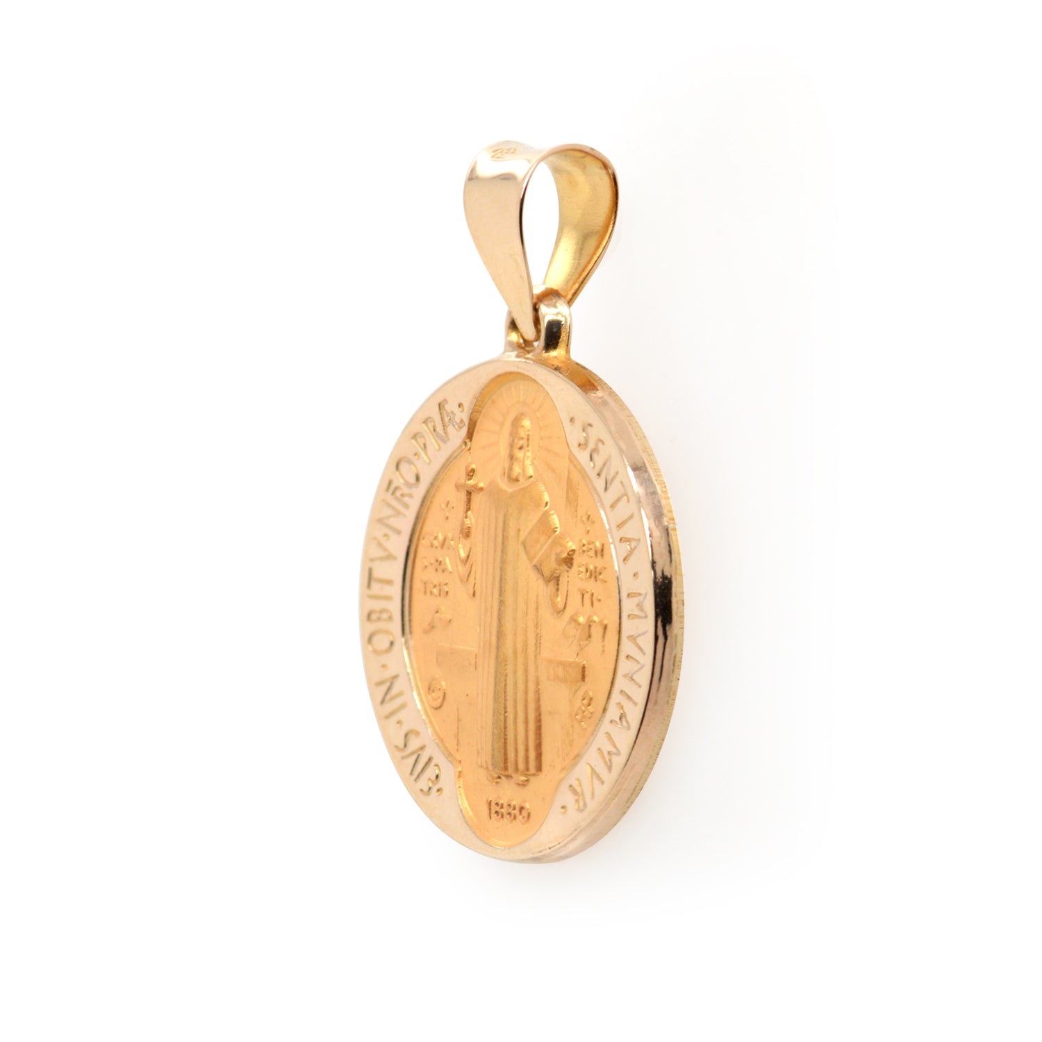 Medalla San Benito 18mm en oro amarillo 14k (M38516)