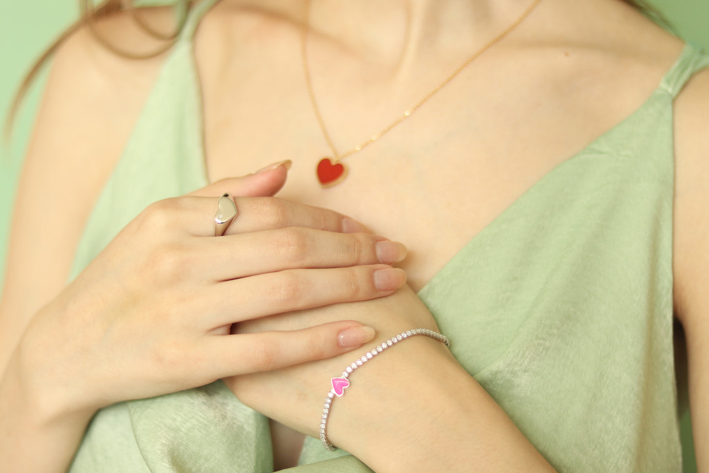 Pulsera corazón rosa en Plata .925 (37255)