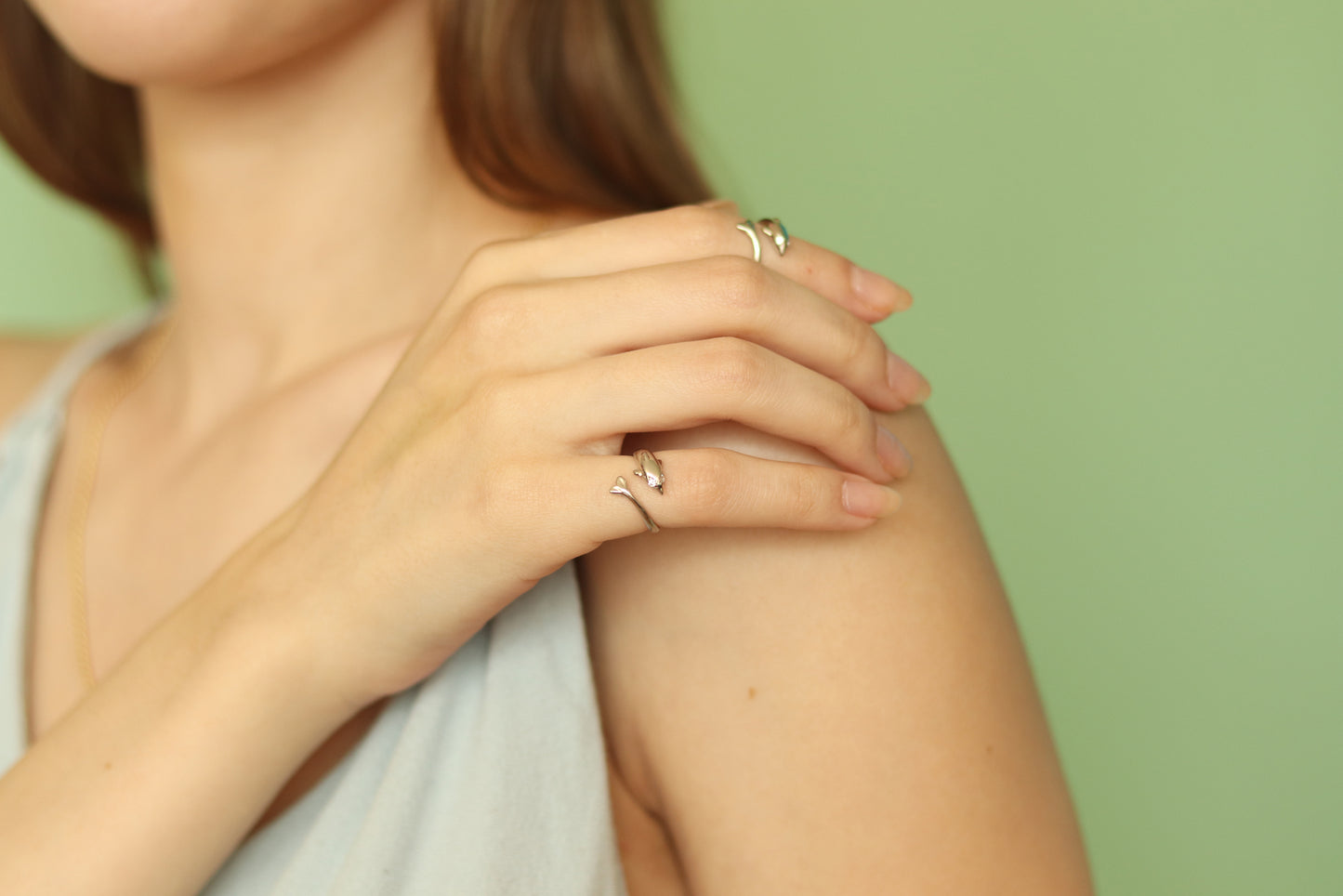 Anillo Pinky "DELFIN" en plata fina (37238)