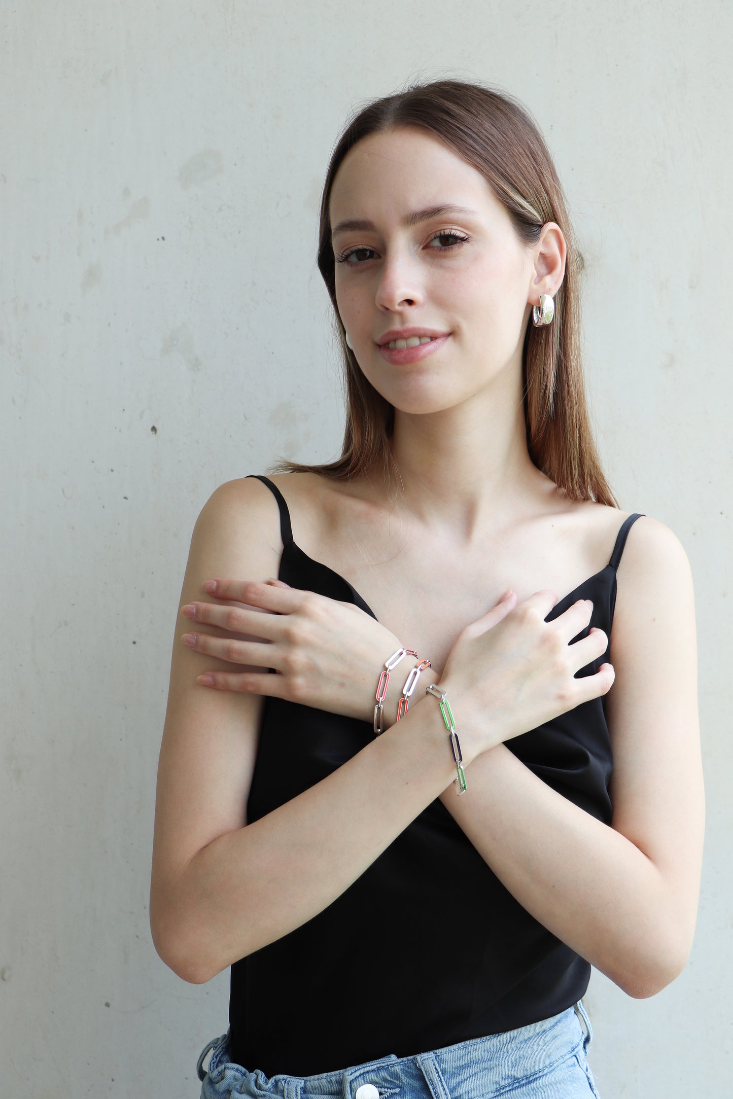 Pulsera esmalte naranja en Plata .925 (37253)