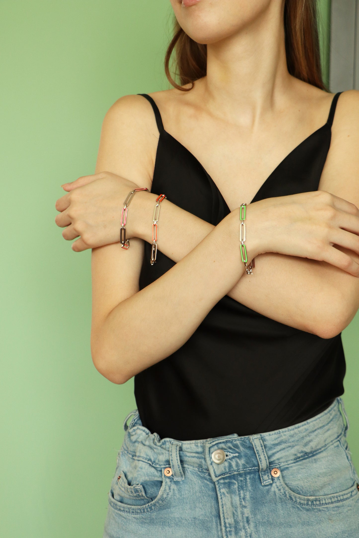 Pulsera esmalte verde en Plata .925 (37251)
