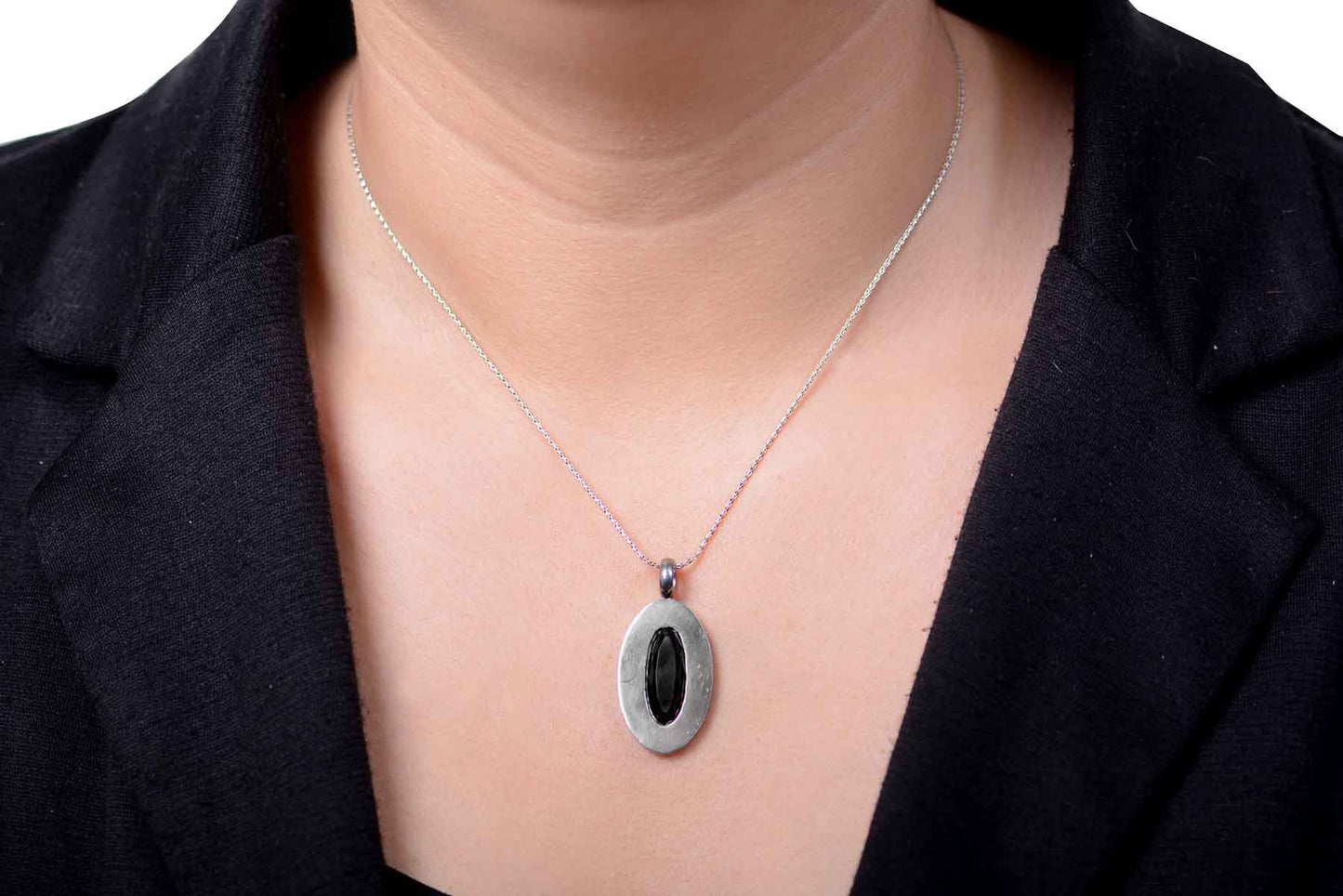 Dije "ECLIPSE" acero negro facetado (24542)