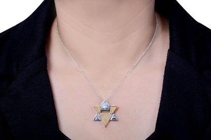 Dije "ISOCELES" acero blanco y rosa (24547)