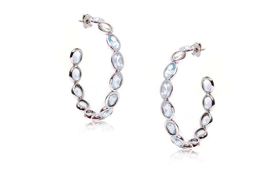 Aretes "MOON ROAD" en plata 925 con cuarzos en azul (29088)