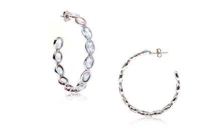 Aretes "MOON ROAD" en plata 925 con cuarzos en azul (29088)