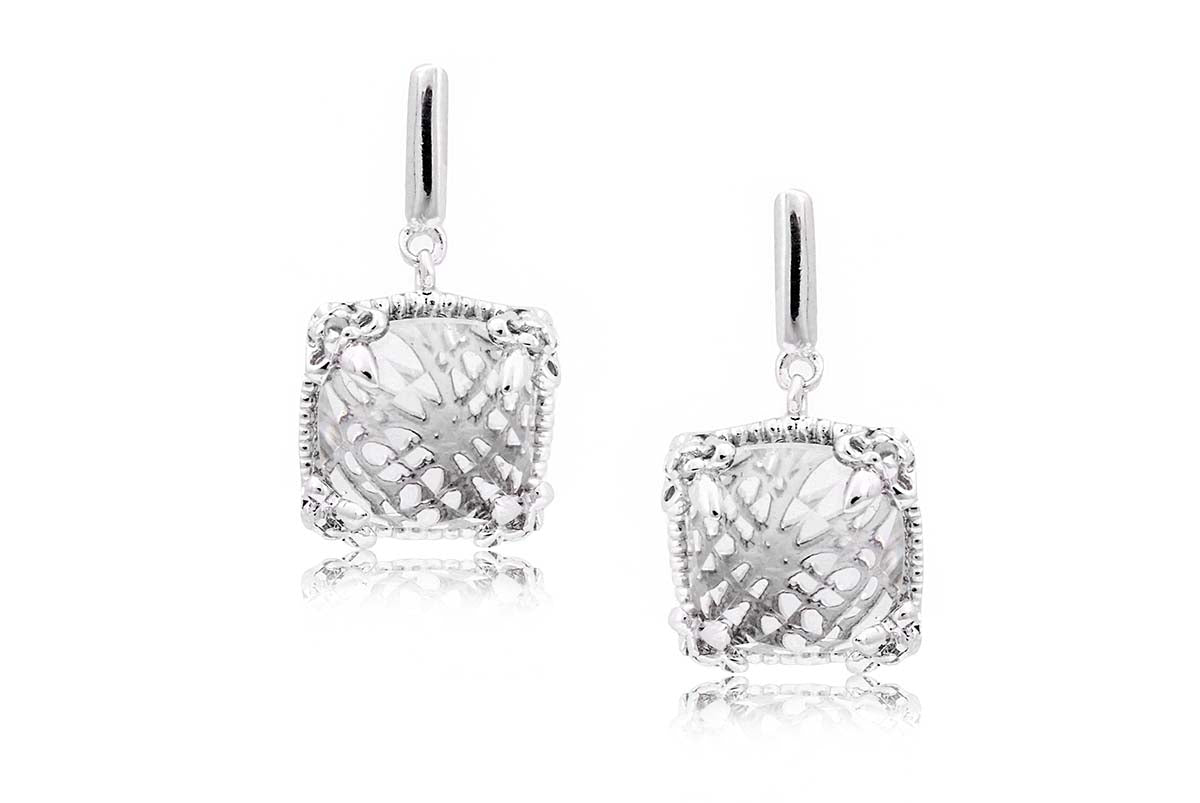 Aretes "SQUARE" plata 925 amatista y zafiro (30275)