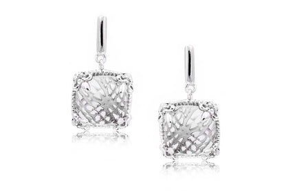 Aretes "SQUARE" plata 925 amatista y zafiro (30275)