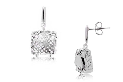 Aretes "SQUARE" plata 925 amatista y zafiro (30275)