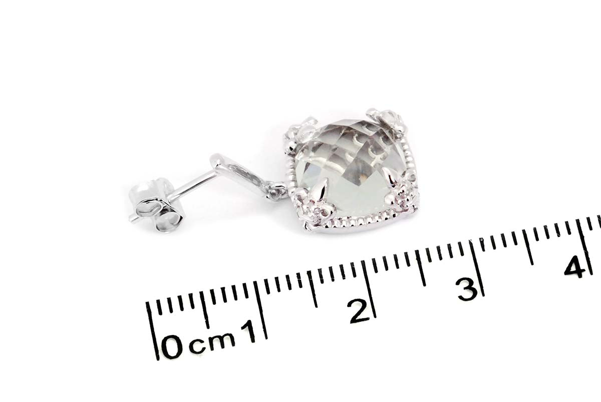Aretes "SQUARE" plata 925 amatista y zafiro (30275)