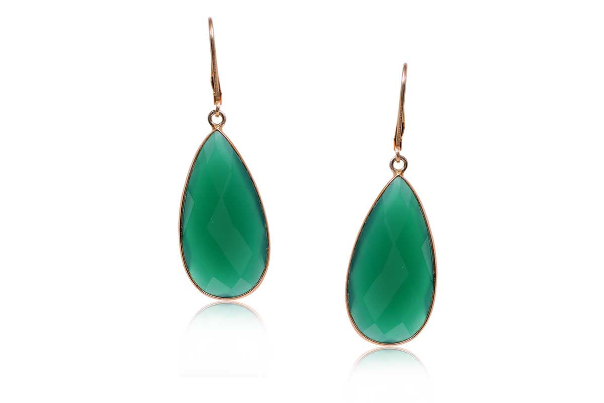 Aretes "JAZZMIN" en plata 925 onix verde (30410)