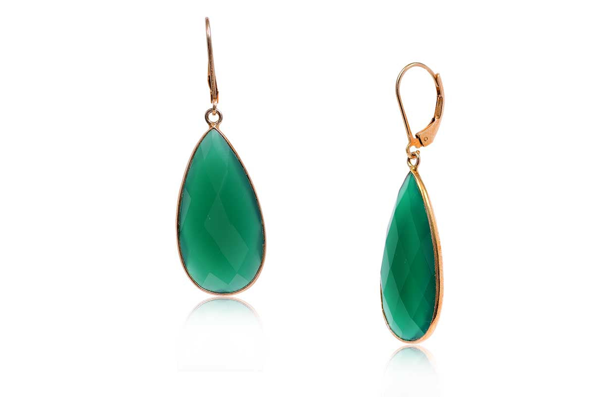 Aretes "JAZZMIN" en plata 925 onix verde (30410)