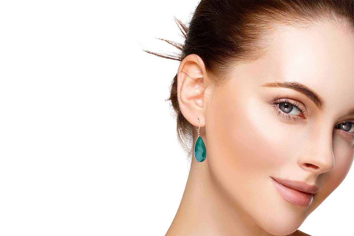 Aretes "JAZZMIN" en plata 925 onix verde (30410)