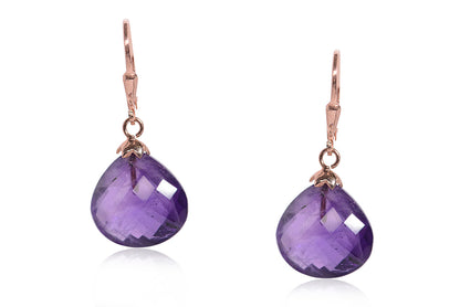 Hermosos Aretes "Drop" con amatista y plata fina (M31535)