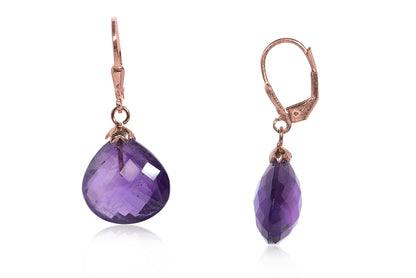Hermosos Aretes "Drop" con amatista y plata fina (M31535)