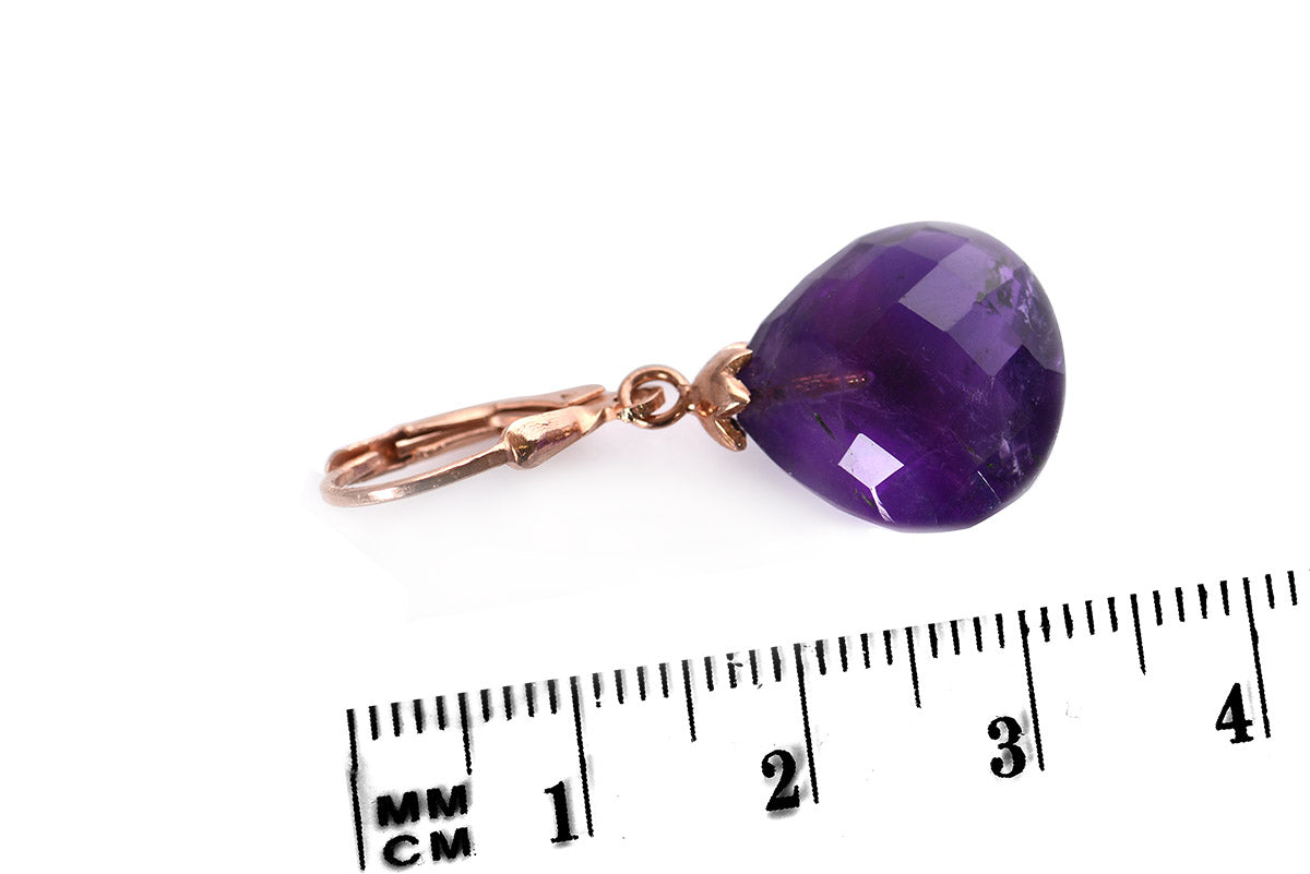 Hermosos Aretes "Drop" con amatista y plata fina (M31535)