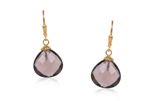 Aretes "DROP" de Cuarzo ahumado en plata .925 (31537)