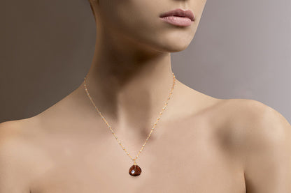 Gargantilla "Pear" con cuarzo color ahumado, plata fina 925 (M33821)