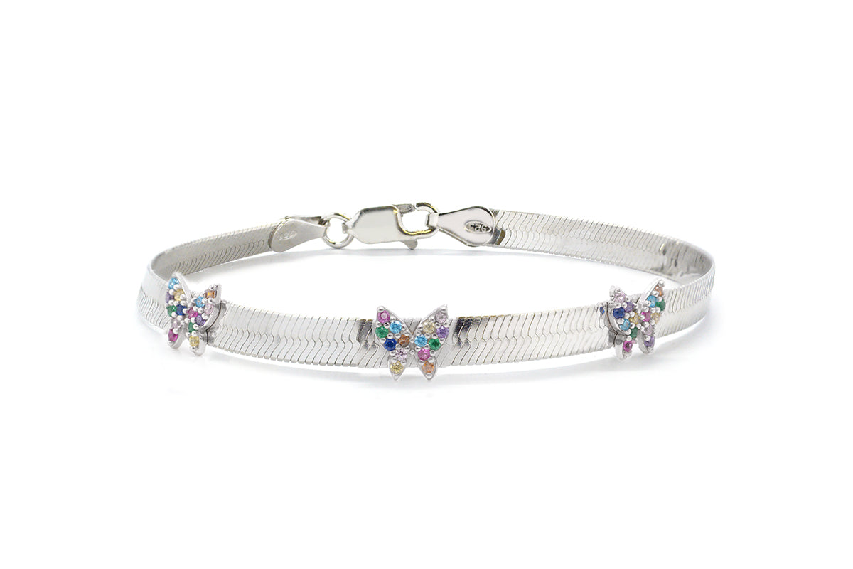 Pulsera "Mariposas" fabricada en plata .925 (36863)