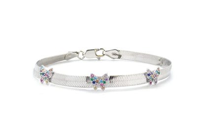 Pulsera "Mariposas" fabricada en plata .925 (36863)