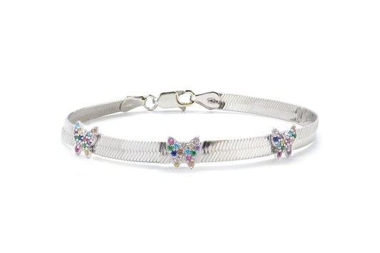 Pulsera "Mariposas" fabricada en plata .925 (36863)