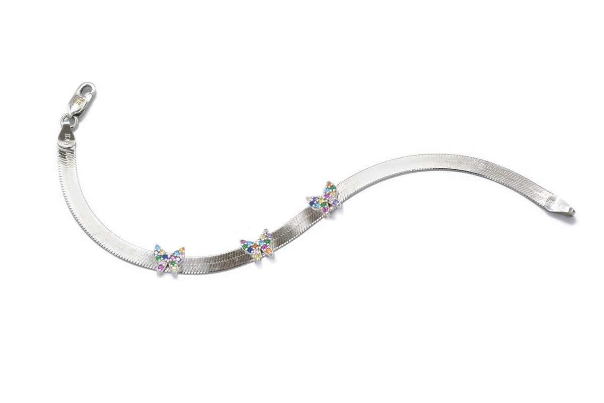 Pulsera "Mariposas" fabricada en plata .925 (36863)