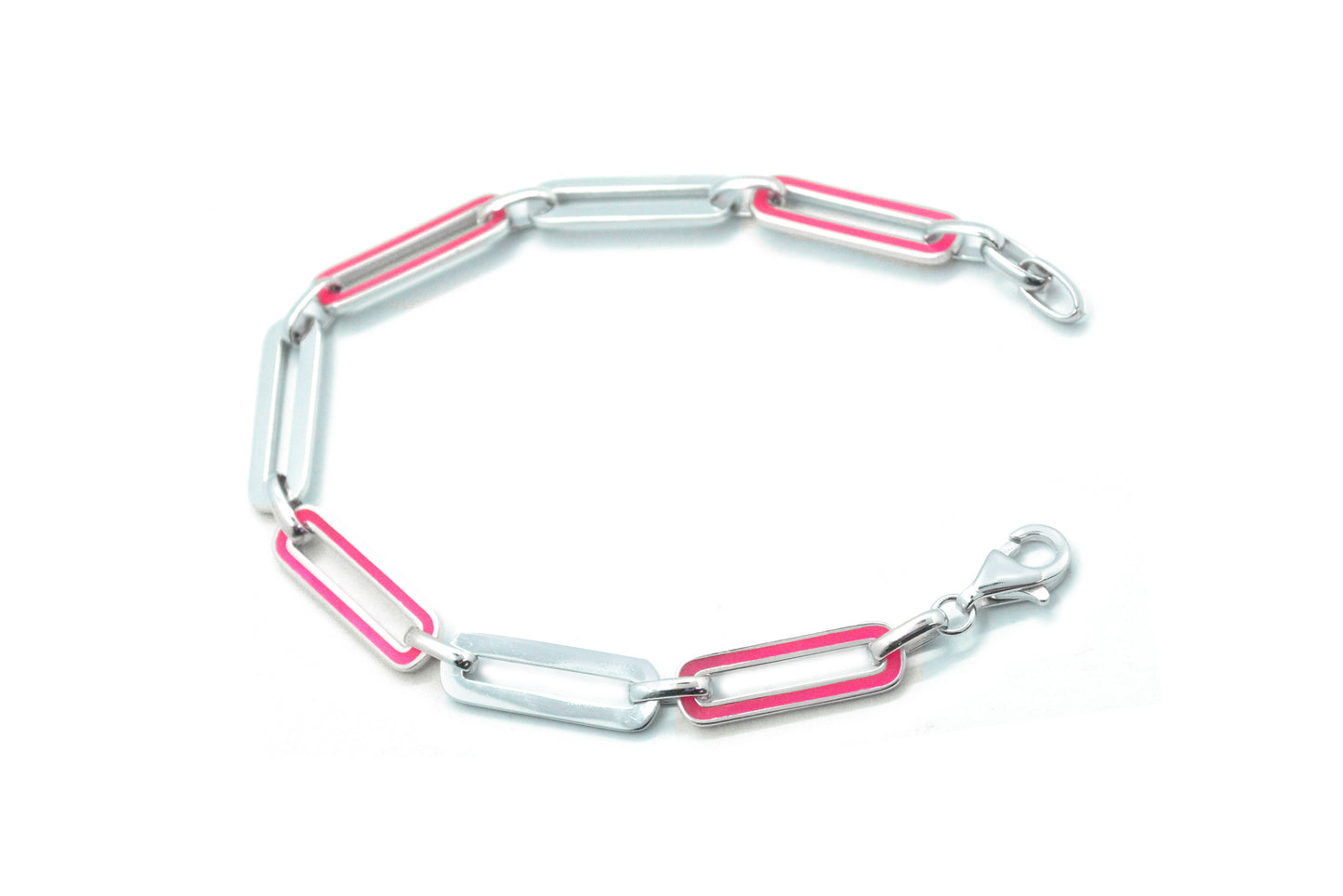 Pulsera esmalte rosa en Plata .925 (37252)
