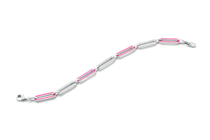 Pulsera esmalte rosa en Plata .925 (37252)