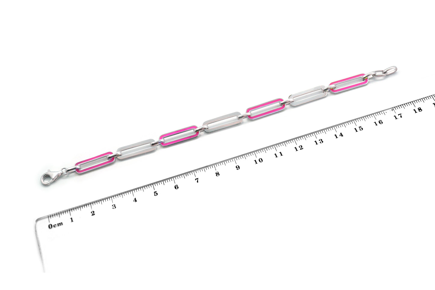 Pulsera esmalte rosa en Plata .925 (37252)