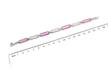 Pulsera esmalte rosa en Plata .925 (37252)