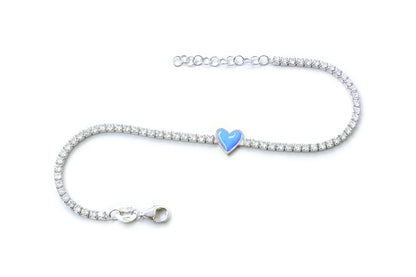 Pulsera corazón azul en Plata .925 (37254)