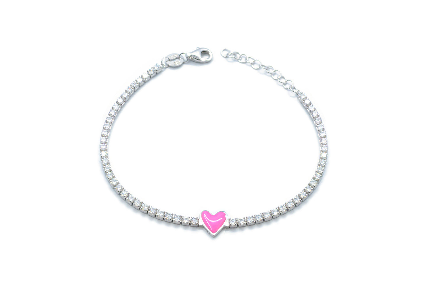 Pulsera corazón rosa en Plata .925 (37255)