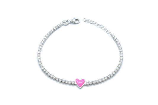 Pulsera corazón rosa en Plata .925 (37255)