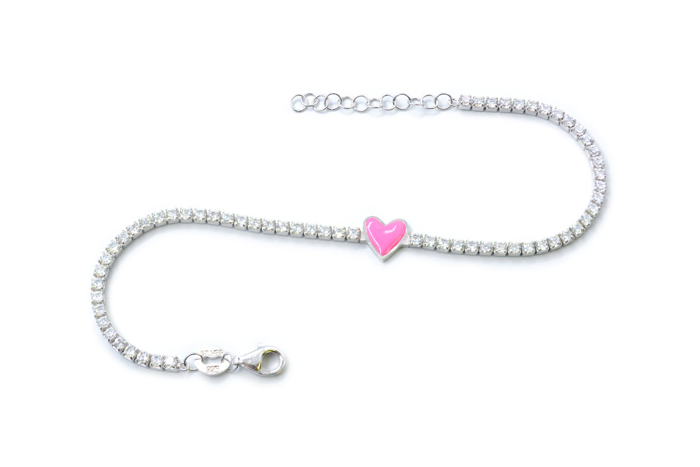 Pulsera corazón rosa en Plata .925 (37255)