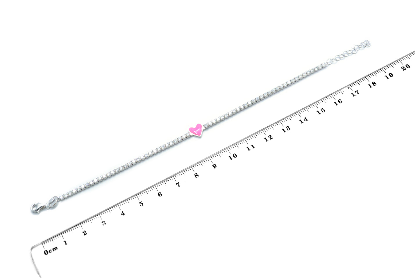 Pulsera corazón rosa en Plata .925 (37255)